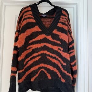 Skies Are Blue Black and Orange Knit Sweater